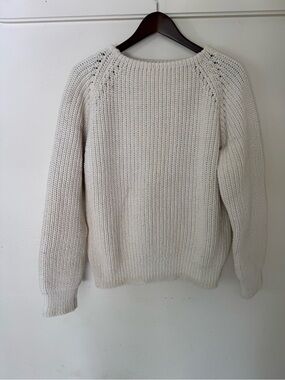 San Miguel Chunky Cotton Knit Sweater Large Cream Fisherman Cottagecore
